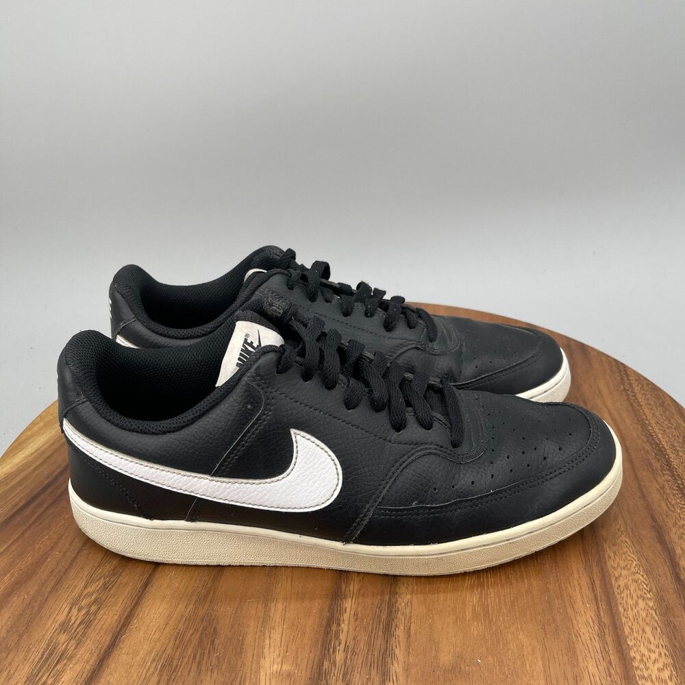 Nike Court Vision Low Shoes Mens Size 10.5 Black Leather Running Casual Sneakers